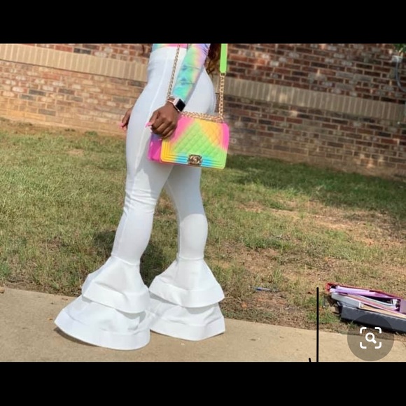 White Ruffle Pants - Picture 4 of 4